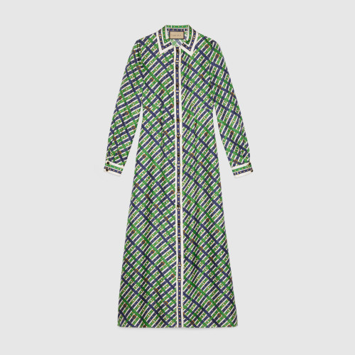 Gucci  Belt Plaid Printed Dress #nigo21826