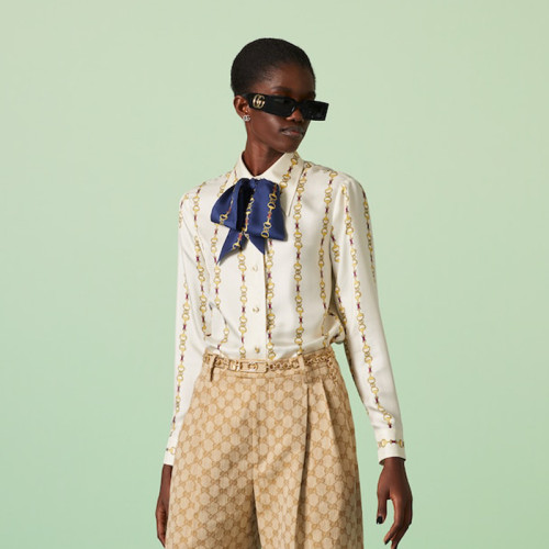 Gucci  Printed Beige Long Sleeved Shirt #nigo21824