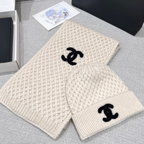 Chanel Knitted Cashmere Scarf Hat #nigo96643