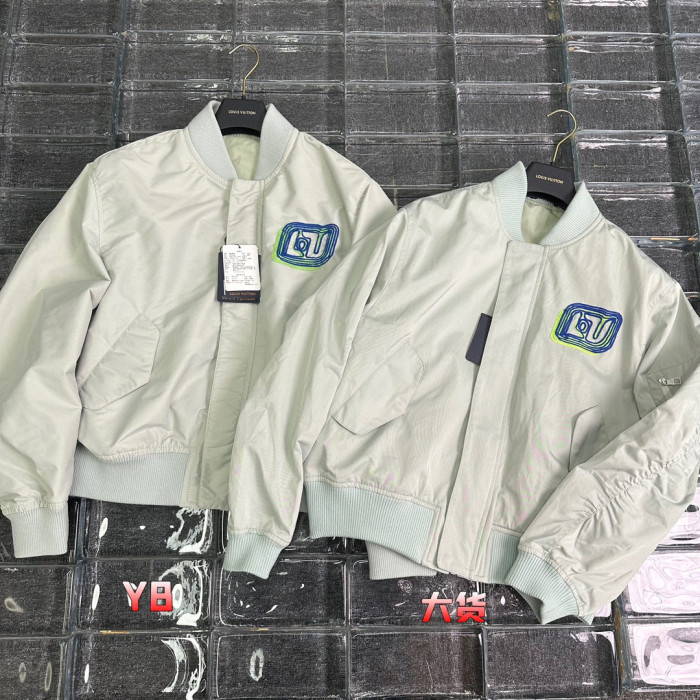 Louis Vuitton Embroidered Labeled Bomber Aviator Jacket #nigo96256