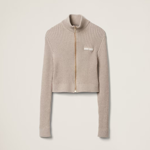 MiuMiu Women's Long Sleeve Knitted Zip Cardigan Jacket #nigo96685