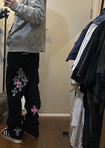 Chrome Hearts Men's Black Printed Straight Leg Denim Pants #nigo96847