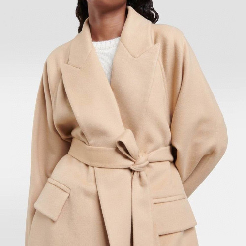 NIGO Loro Piana Women's Autumn And Winter Solid Color Lapel Tie-Line Long Cashmere Silhouette Coat Ngvp #nigo6931