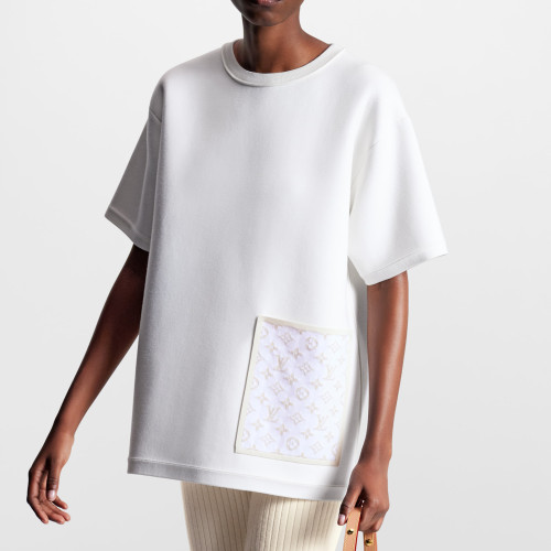 NIGO Louis Vuitton Women's Summer White Monogram Pocket Jersey Short Sleeve T-shirt #nigo96966