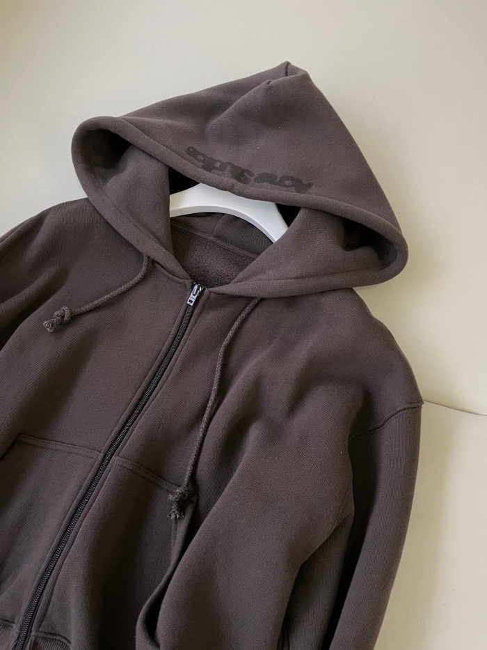 NIGO Acne Studios Women's Autumn Solid Color Drawstring Zipper Hooded Jacket #nigo97159