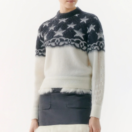 NIGO Chanel Women's Fall Black And White Pentagram Knit Cashmere Sweater #nigo97217