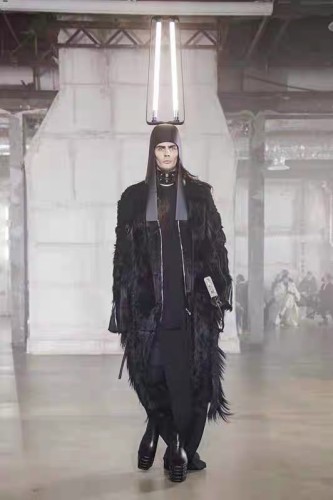 NIGO Rick Owens Men's Autumn And Winter Colorblocking Splicing Zipper Long Loose Fur Coat Ngvp #nigo6964