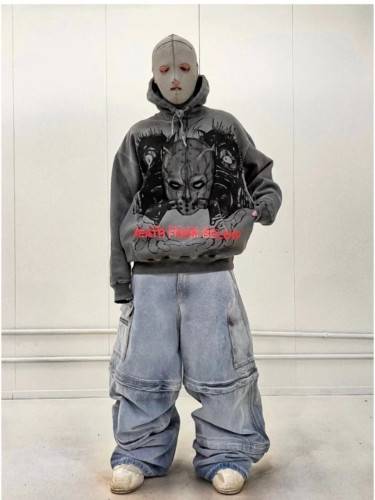 NIGO Vetements Men's All Season Cotton Solid Color Loose Straight Patchwork Denim Trousers Ngvp #nigo6962