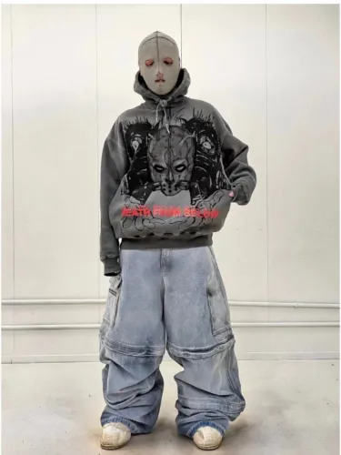 NIGO Vetements Men's All Season Cotton Solid Color Loose Straight Patchwork Denim Trousers Ngvp #nigo6962