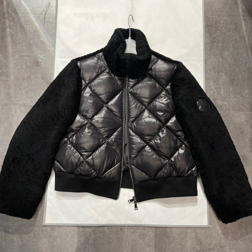 NIGO Moncler  Women's Black Spliced Stand Collar Zipper Long Sleeve Jacket Coat #nigo97282