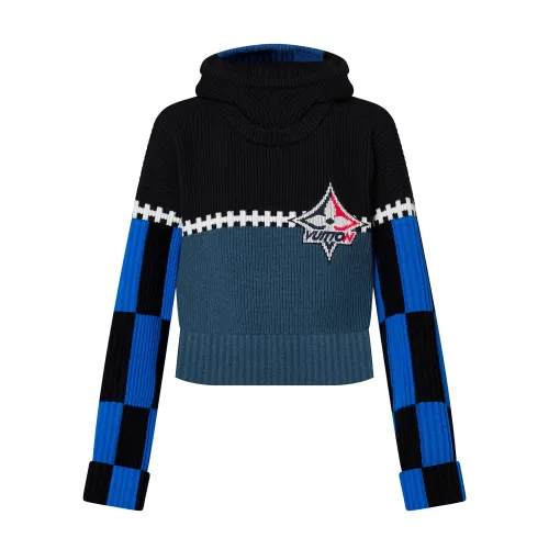 NIGO Louis Vuitton Women's Autumn High Neck Clashing Colour Splicing Knitted Hooded Sweatshirt Pullover #nigo97353