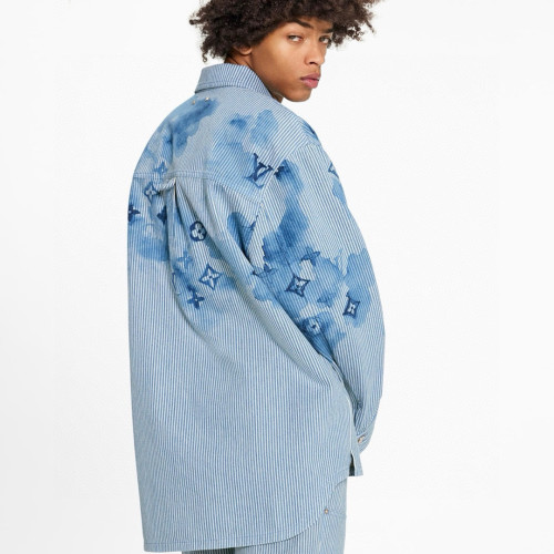 NIGO Louis Vuitton Men's Fall Blue Striped Denim Long Sleeve Jacket #nigo97369