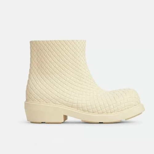 NIGO Bottega Veneta  Women's Spring And Autumn Solid Color Fashion Woven Plaid Short Round Toe Rubber Boots Ngvp #nigo7314