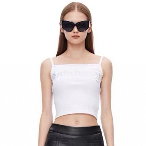 NIGO Ann Andelman Women's Fashion Spicy Girl Sexy Letter Diamond Top Summer Tank Top Cotton Black And White Ngvp#nigo7324