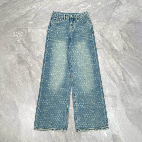 NIGO MiuMiu Women's Autumn/Winter Full Print Logo Blue Jeans Pants #nigo97423