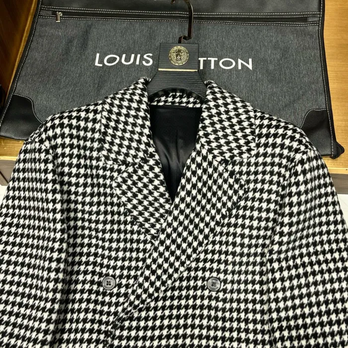 NIGO Louis Vuitton Men's Winter Double Breasted Wool Coat Jacket With Chiffon Check Pattern #nigo97437
