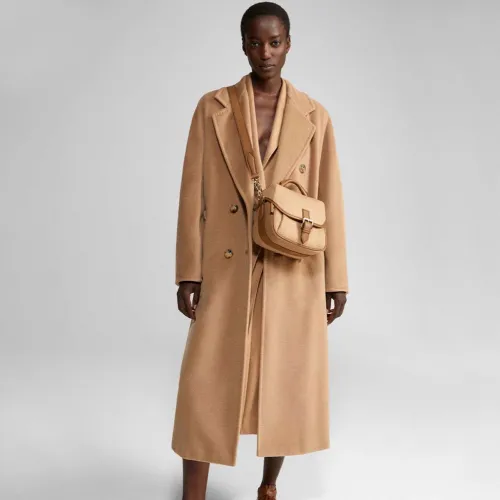 NIGO MaxMara Women's Autumn And Winter Solid Color Tweed Coat Straight Long Sleeve Casual Button Cashmere Jacket Ngvp #nigo7149