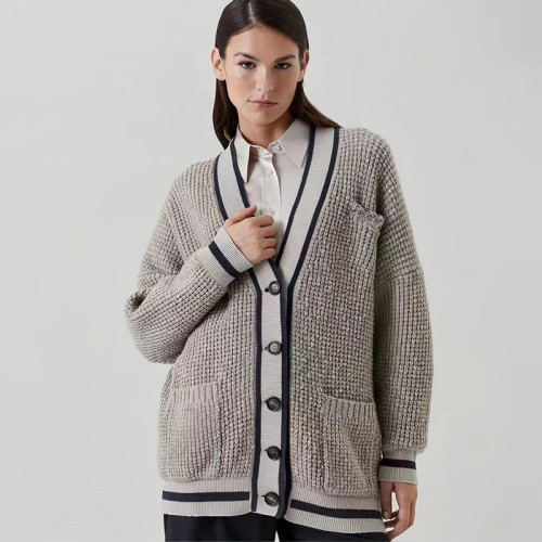 NIGO Brunello Cucinelli Women's Fall And Winter Fashion Color Blocking Sequins V-neck Single-breasted Wool Knit Cardigan Jacket Ngvp #nigo7255