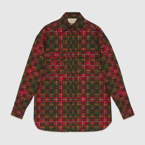 NIGO Gucci Women's Red and Green Check Single Breasted Long Sleeve Shirt #nigo97483
