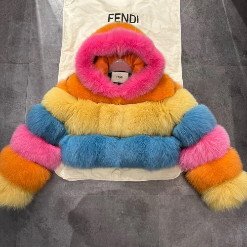 NIGO Fendi Women's Winter Colorblocking Fox Fur Short Long Sleeve Slim Fashion Jacket Coat Ngvp #nigo7357