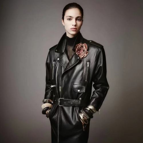 NIGO Saint Laurent Women's Spring And Autumn Solid Color Multi-Pocket Tie Zipper Long Loose Leather Jacket Coat Ngvp #nigo7364