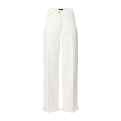 NIGO Louis Vuitton Women's Summer White Raw Edge Flared Denim Jeans Pants #nigo97576