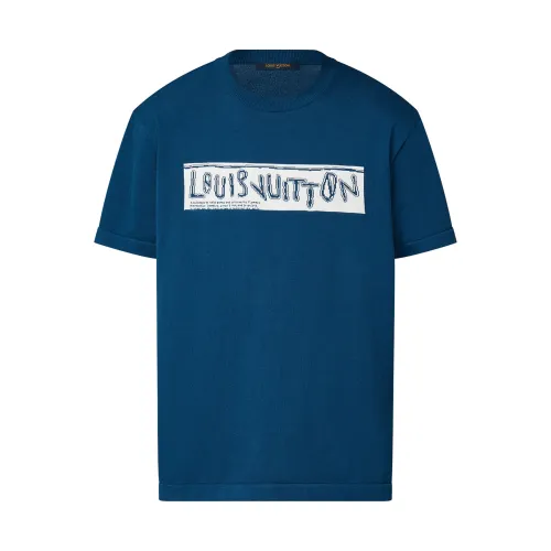 NIGO Louis Vuitton Men's Summer Blue Letter Print Round Neck Short-Sleeved Cotton Crewneck T-Shirt #nigo97585