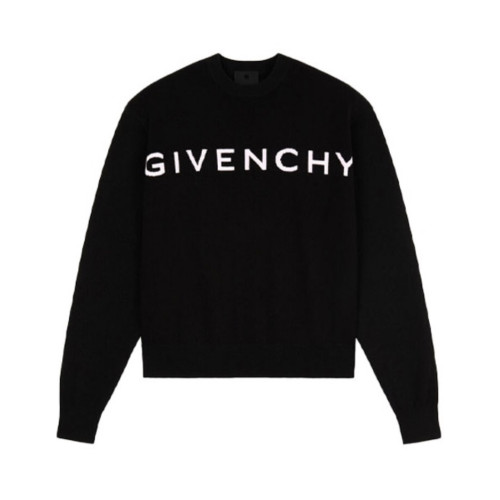 NIGO Givenchy Women's Autumn Black Letter Logo Crew Neck Pullover Knit Sweater #nigo97577