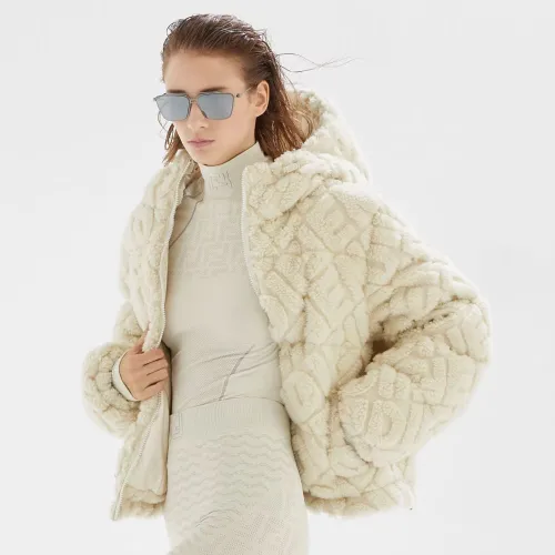 NIGO Fendi Women's Autumn/Winter Alpaca Sheep's Wool Blend Down Zip Hooded Jacket #nigo97592