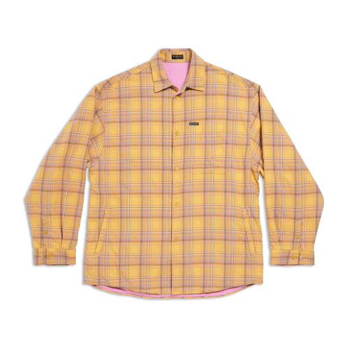 NIGO Balenciaga Men's Autumn Lined Long Sleeve Shirt Oversized In Yellow Cotton Check Flannel Jacket #nigo97615