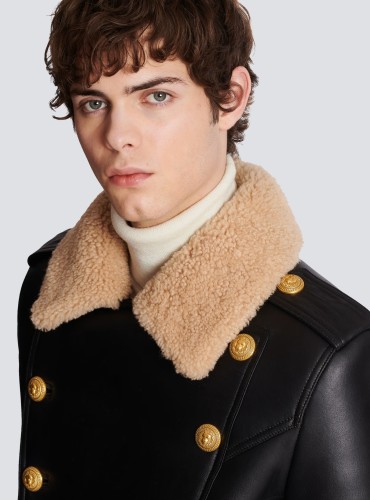 NIGO Balmain Men's Winter Solid Color Double Breasted Lapel Fashion Long Fit Fur Coat Ngvp #nigo7427