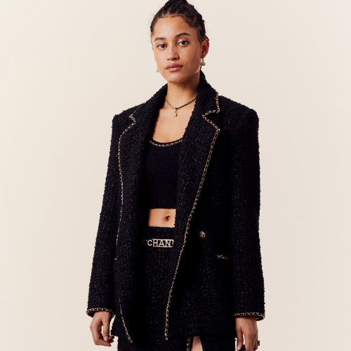 NIGO Chanel women's Men's Autumn And Winter Fashion Solid Color Casual Long Sleeve Black Jacket Coat Woven Tweed Suit Jacket Ngvp #nigo6686