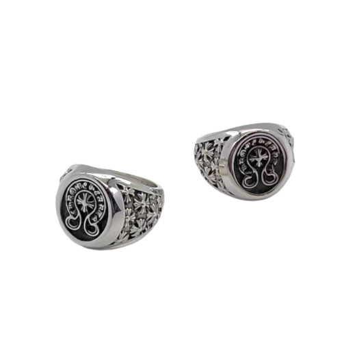 NIGO Chrome Hearts Men's and Women's Silver Crucifix Logo Punk Rock Couple's Ring  Jewelry #nigo97774