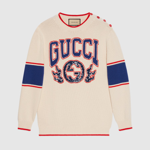 NIGO Gucci Women's Spring Autumn Letter Embroidery Knitted Wool Top Sweater Pullover #nigo97846