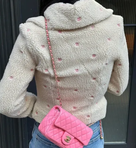 NIGO Chanel Women's Winter Embroidered Letter Lamb Fur Lapel Zipper Long Sleeve Jacket #nigo98153