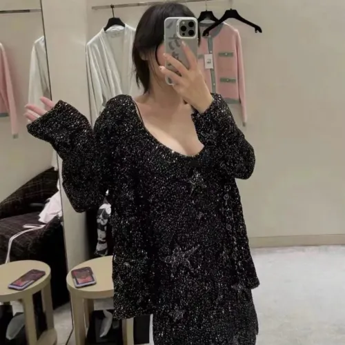 NIGO Chanel Women's Spring And Autumn Black Pentagram Sequins Fashion Knitted Cardigan Long Sleeve Fitted Jacket Ngvp #nigo7729