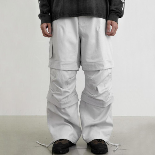 NIGO Far archive Men's Multi-Pocket Mid Waist Zipper Loose Straight Casual White Workwear Wide Leg Far Pants Ngvp #nigo7739