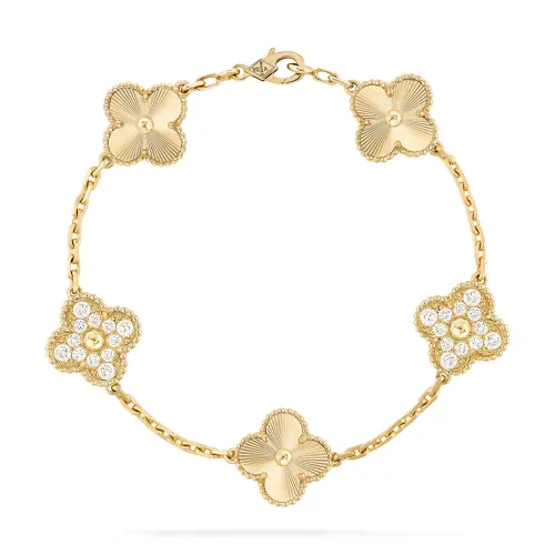 NIGO Van Cleef & Arpels Women's Men's Five Flower Half Diamond Bracelet Luxury Accessories #nigo98264