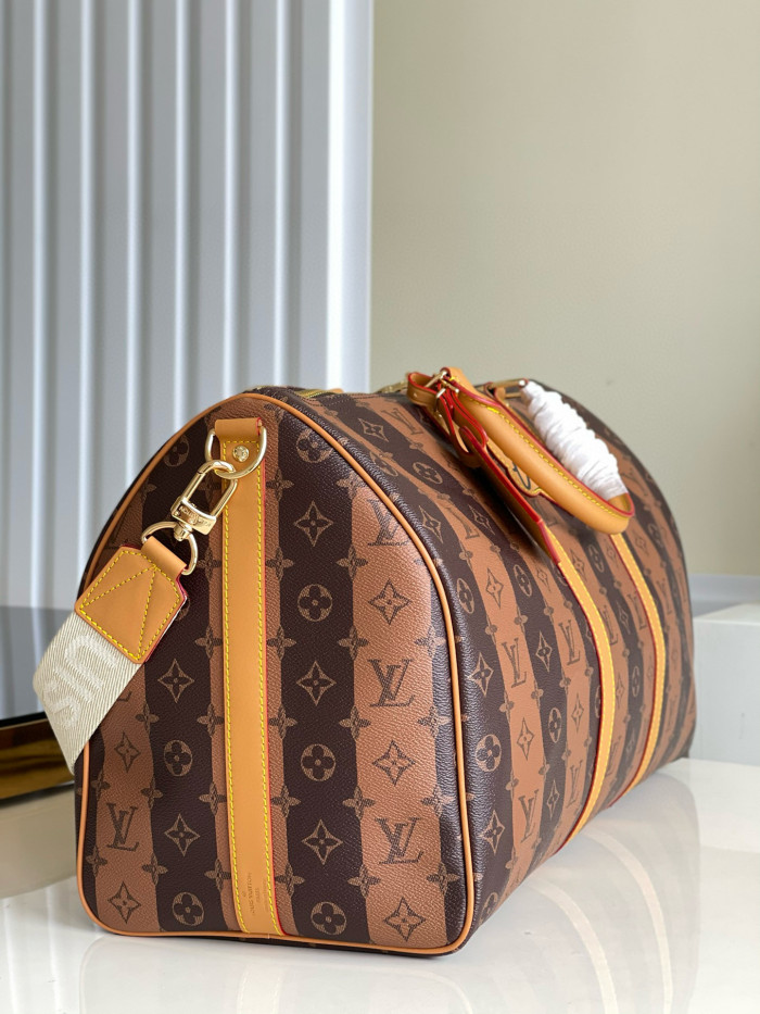 NIGO Louis Vuitton Colored Striped Travel Bag With Diagonal Span And Large Capacity Canvas Leather Handbag #nigo98332