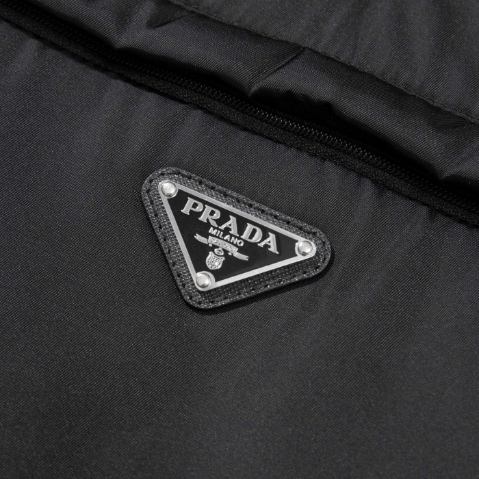 NIGO Prada Men's Spring and Autumn Black Triangle Label Half Zipper Hooded Cotton Jacket #nigo98416
