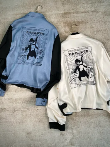NIGO Enfants Riches Deprimes Men's Spring and Autumn Fashion Color Blocking Zipper Long Sleeve Lapel Clown Silk Jacket Ngvp #nigo7847