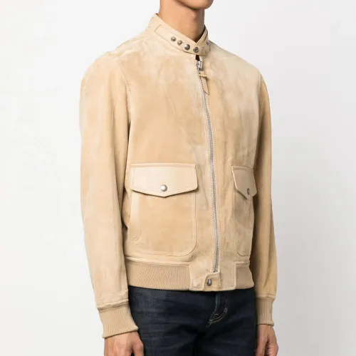 Nigo Tom Ford Men's Winter Khaki Stand Collar Zipper Long Sleeve Regular Fit Suede Pilot Jacket #nigo98472