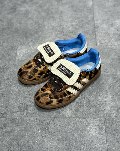 NIGO Adidas Originals Men's Leopard Print Leather Low Top Football Shoes Casual Sneakers #nigo97414