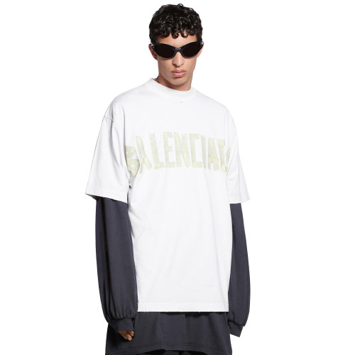 NIGO Balenciaga Men's and Women's Tape Type T-Shirt Medium Fit In Faded Letter Print Round Neck Loose Fit Short Sleeve T-Shirt #nigo98566