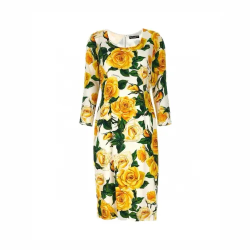 NIGO Dolce&Gabbana Women's Spring And Summer Fashion Temperament Rose Silk Slim Dresses Seven Sleeves Casual Dresses  Ngvp #nigo7894