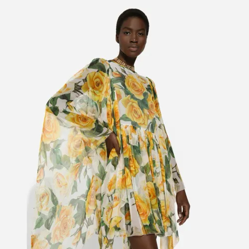 NIGO Dolce&Gabbana Women's Spring And Summer Fashion Temperament Rose Silk Chiffon Cape Dress Silhouette Printing Casual Dresses Ngvp #nigo7897