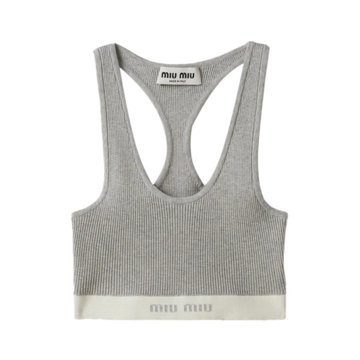 NIGO MiuMiu Women's Summer Logo Embroidery Solid Color Round Neck Fashion Short Sports Tank Top #nigo98637