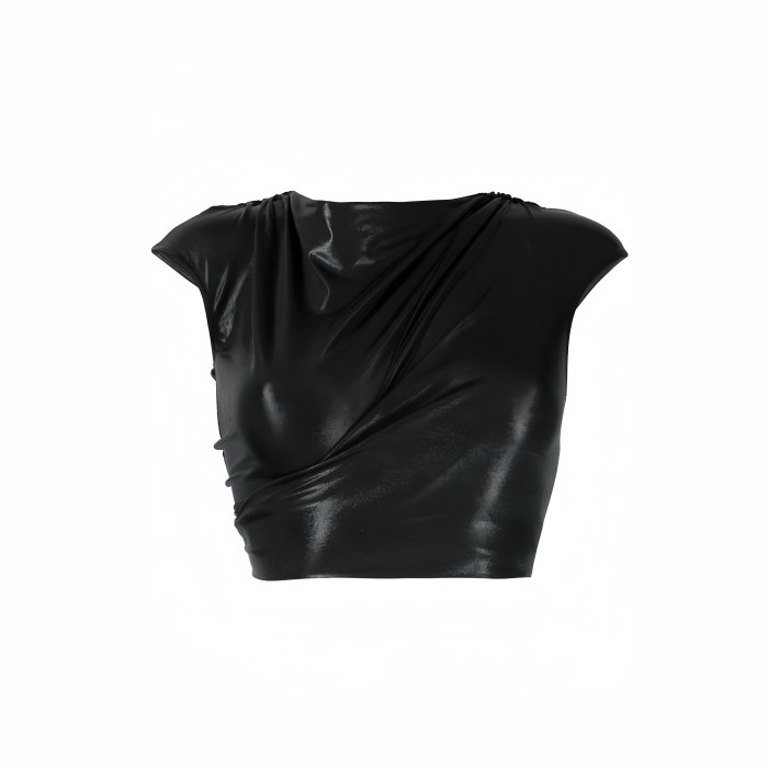 NIGO Rick Owens Women Spring Summer Fashion High Street Black Front and Back Wear Hollow Out Spice Short Top  Ngvp #nigo7938