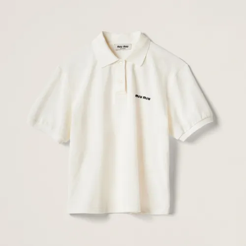 NIGO MiuMiu Women's Summer Solid Color Embroidered Letter Logo Pullover Short Sleeve Polo Shirt T-Shirt Top #nigo98677