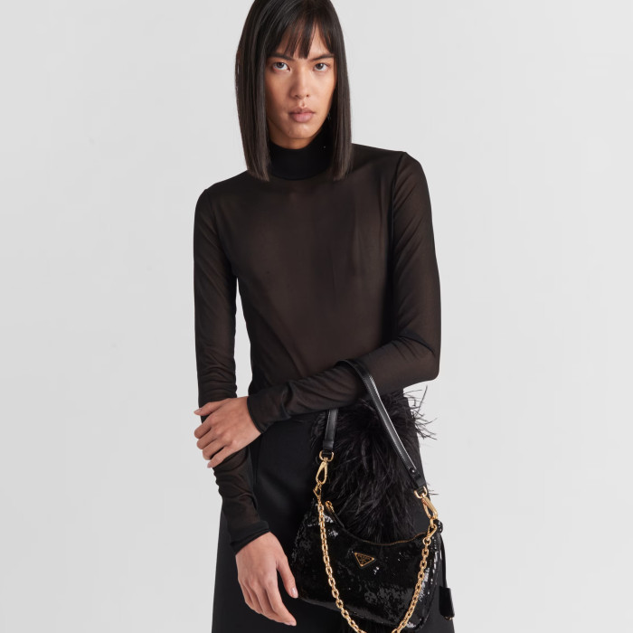 NIGO Prada Women's Spring and Autumn Solid Color High Neck Casual Long Sleeve One-piece Top #nigo98657